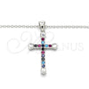 Sterling Silver Pendant Necklace, Cross Design, with Multicolor Cubic Zirconia, Polished, Rhodium Finish, 04.336.0082.16 (01 MM Thickness, 16 Inches Length)