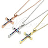 Sterling Silver Pendant Necklace, Cross Design, with Multicolor Cubic Zirconia, Polished, Rhodium Finish, 04.336.0082.16 (01 MM Thickness, 16 Inches Length)