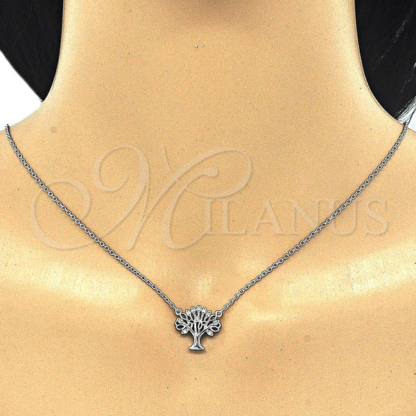 Sterling Silver Necklace — Pendant Necklace Tree Design with White Cubic Zirconia — alternate product view — SKU 125758 | Plata 925 collar — Pendant Necklace Tree diseño with blanco Cubic Zirconia — SKU 125758