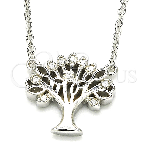 Sterling Silver Necklace — Pendant Necklace Tree Design with White Cubic Zirconia — main product view — SKU 125758 | Plata 925 collar — Pendant Necklace Tree diseño with blanco Cubic Zirconia — SKU 125758