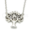 Sterling Silver Pendant Necklace, Tree Design, with White Cubic Zirconia, Polished, Rhodium Finish, 04.336.0083.16 (01 MM Thickness, 16 Inches Length)