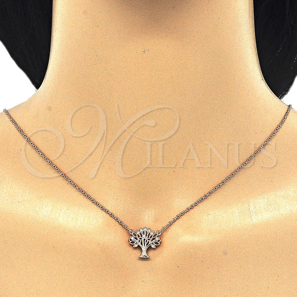 Sterling Silver Necklace — Pendant Necklace Tree Design with White Cubic Zirconia — alternate product view — SKU 125759 | Plata 925 collar — Pendant Necklace Tree diseño with blanco Cubic Zirconia — SKU 125759