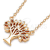 Sterling Silver Pendant Necklace, Tree Design, with White Cubic Zirconia, Polished, Rose Gold Finish, 04.336.0083.1.16 (01 MM Thickness, 16 Inches Length)