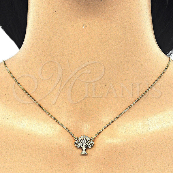 Sterling Silver Necklace — Pendant Necklace Tree Design with White Cubic Zirconia — alternate product view — SKU 125760 | Plata 925 collar — Pendant Necklace Tree diseño with blanco Cubic Zirconia — SKU 125760