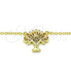 Sterling Silver Pendant Necklace, Tree Design, with White Cubic Zirconia, Polished, Golden Finish, 04.336.0083.2.16 (01 MM Thickness, 16 Inches Length)