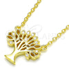 Sterling Silver Pendant Necklace, Tree Design, with White Cubic Zirconia, Polished, Golden Finish, 04.336.0083.2.16 (01 MM Thickness, 16 Inches Length)