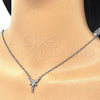 Sterling Silver Pendant Necklace, with White and White Cubic Zirconia, Polished, Rhodium Finish, 04.336.0084.16 (02 MM Thickness, 16 Inches Length)