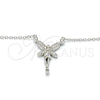 Sterling Silver Pendant Necklace, with White and White Cubic Zirconia, Polished, Rhodium Finish, 04.336.0084.16 (02 MM Thickness, 16 Inches Length)
