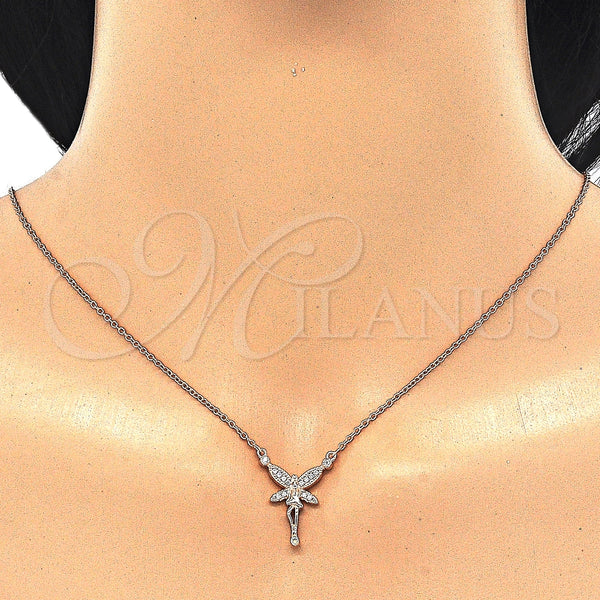 Sterling Silver Necklace — Pendant Necklace with White and White Cubic Zirconia — alternate product view — SKU 125762 | Plata 925 collar — Pendant Necklace with blanco and blanco Cubic Zirconia — SKU 125762