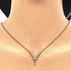 Sterling Silver Pendant Necklace, with White and White Cubic Zirconia, Polished, Rose Gold Finish, 04.336.0084.1.16 (02 MM Thickness, 16 Inches Length)