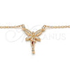 Sterling Silver Pendant Necklace, with White and White Cubic Zirconia, Polished, Rose Gold Finish, 04.336.0084.1.16 (02 MM Thickness, 16 Inches Length)