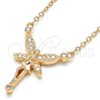 Sterling Silver Pendant Necklace, with White and White Cubic Zirconia, Polished, Rose Gold Finish, 04.336.0084.1.16 (02 MM Thickness, 16 Inches Length)