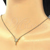 Sterling Silver Pendant Necklace, with White and White Cubic Zirconia, Polished, Golden Finish, 04.336.0084.2.16 (02 MM Thickness, 16 Inches Length)