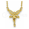 Sterling Silver Pendant Necklace, with White and White Cubic Zirconia, Polished, Golden Finish, 04.336.0084.2.16 (02 MM Thickness, 16 Inches Length)