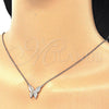 Sterling Silver Pendant Necklace, Butterfly Design, with White Cubic Zirconia, Polished, Rose Gold Finish, 04.336.0085.1.16 (01 MM Thickness, 16 Inches Length)