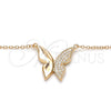 Sterling Silver Pendant Necklace, Butterfly Design, with White Cubic Zirconia, Polished, Rose Gold Finish, 04.336.0085.1.16 (01 MM Thickness, 16 Inches Length)