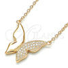 Sterling Silver Pendant Necklace, Butterfly Design, with White Cubic Zirconia, Polished, Rose Gold Finish, 04.336.0085.1.16 (01 MM Thickness, 16 Inches Length)