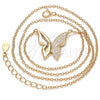 Sterling Silver Pendant Necklace, Butterfly Design, with White Cubic Zirconia, Polished, Rose Gold Finish, 04.336.0085.1.16 (01 MM Thickness, 16 Inches Length)