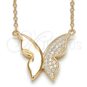 Sterling Silver Necklace — Pendant Necklace Butterfly Design with White Cubic Zirconia — main product view — SKU 125765 | Plata 925 collar — Pendant Necklace Butterfly diseño with blanco Cubic Zirconia — SKU 125765