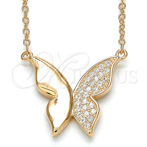 Sterling Silver Necklace — Pendant Necklace Butterfly Design with White Cubic Zirconia — main product view — SKU 125765 | Plata 925 collar — Pendant Necklace Butterfly diseño with blanco Cubic Zirconia — SKU 125765