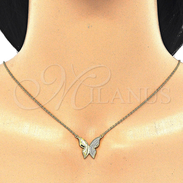 Sterling Silver Necklace — Pendant Necklace Butterfly Design with White Cubic Zirconia — alternate product view — SKU 125766 | Plata 925 collar — Pendant Necklace Butterfly diseño with blanco Cubic Zirconia — SKU 125766