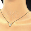 Sterling Silver Pendant Necklace, Butterfly Design, with White Cubic Zirconia, Polished, Golden Finish, 04.336.0085.2.16 (01 MM Thickness, 16 Inches Length)