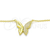 Sterling Silver Pendant Necklace, Butterfly Design, with White Cubic Zirconia, Polished, Golden Finish, 04.336.0085.2.16 (01 MM Thickness, 16 Inches Length)