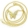 Sterling Silver Pendant Necklace, Butterfly Design, with White Cubic Zirconia, Polished, Golden Finish, 04.336.0085.2.16 (01 MM Thickness, 16 Inches Length)