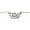 Sterling Silver Pendant Necklace, Butterfly and Infinite Design, with White Cubic Zirconia, Polished, Rhodium Finish, 04.336.0086.16 (02 MM Thickness, 16 Inches Length)
