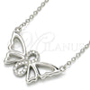 Sterling Silver Pendant Necklace, Butterfly and Infinite Design, with White Cubic Zirconia, Polished, Rhodium Finish, 04.336.0086.16 (02 MM Thickness, 16 Inches Length)