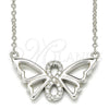 Sterling Silver Pendant Necklace, Butterfly and Infinite Design, with White Cubic Zirconia, Polished, Rhodium Finish, 04.336.0086.16 (02 MM Thickness, 16 Inches Length)