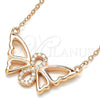 Sterling Silver Pendant Necklace, Butterfly and Infinite Design, with White Cubic Zirconia, Polished, Rose Gold Finish, 04.336.0086.1.16 (02 MM Thickness, 16 Inches Length)