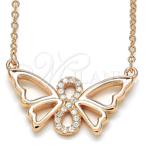 Sterling Silver Necklace — Pendant Necklace Butterfly and Infinite Design with White — main product view — SKU 125768 | Plata 925 collar — Pendant Necklace Butterfly and Infinite diseño with blanco — SKU 125768