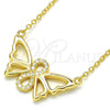 Sterling Silver Pendant Necklace, Butterfly and Infinite Design, with White Cubic Zirconia, Polished, Golden Finish, 04.336.0086.2.16 (02 MM Thickness, 16 Inches Length)