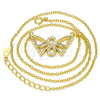 Sterling Silver Pendant Necklace, Butterfly and Infinite Design, with White Cubic Zirconia, Polished, Golden Finish, 04.336.0086.2.16 (02 MM Thickness, 16 Inches Length)