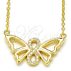Sterling Silver Pendant Necklace, Butterfly and Infinite Design, with White Cubic Zirconia, Polished, Golden Finish, 04.336.0086.2.16 (02 MM Thickness, 16 Inches Length)