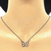 Sterling Silver Pendant Necklace, Butterfly Design, with White Cubic Zirconia, Polished, Rhodium Finish for wholesale, additional product view 2