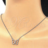Sterling Silver Pendant Necklace, Butterfly Design, with White Cubic Zirconia, Polished, Rhodium Finish for wholesale, additional product view 3