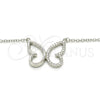 Sterling Silver Pendant Necklace, Butterfly Design, with White Cubic Zirconia, Polished, Rhodium Finish for wholesale, additional product view 4