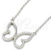 Sterling Silver Pendant Necklace, Butterfly Design, with White Cubic Zirconia, Polished, Rhodium Finish for wholesale, additional product view 5