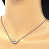 Sterling Silver Pendant Necklace, Leaf Design, with White Cubic Zirconia, Polished, Rose Gold Finish, 04.336.0088.1.16 (02 MM Thickness, 16 Inches Length)