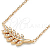 Sterling Silver Pendant Necklace, Leaf Design, with White Cubic Zirconia, Polished, Rose Gold Finish, 04.336.0088.1.16 (02 MM Thickness, 16 Inches Length)