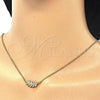 Sterling Silver Pendant Necklace, Leaf Design, with White Cubic Zirconia, Polished, Golden Finish, 04.336.0088.2.16 (02 MM Thickness, 16 Inches Length)
