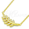 Sterling Silver Pendant Necklace, Leaf Design, with White Cubic Zirconia, Polished, Golden Finish, 04.336.0088.2.16 (02 MM Thickness, 16 Inches Length)