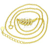 Sterling Silver Pendant Necklace, Leaf Design, with White Cubic Zirconia, Polished, Golden Finish, 04.336.0088.2.16 (02 MM Thickness, 16 Inches Length)