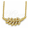 Sterling Silver Pendant Necklace, Leaf Design, with White Cubic Zirconia, Polished, Golden Finish, 04.336.0088.2.16 (02 MM Thickness, 16 Inches Length)