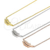 Sterling Silver Pendant Necklace, Leaf Design, with White Cubic Zirconia, Polished, Golden Finish, 04.336.0088.2.16 (02 MM Thickness, 16 Inches Length)