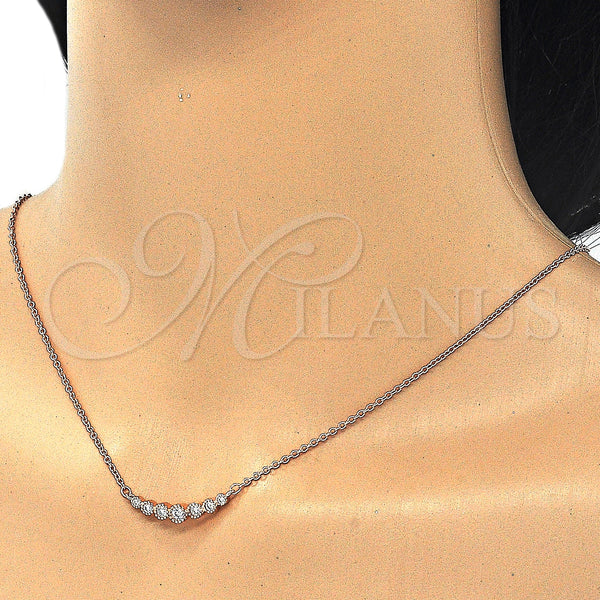 Sterling Silver Necklace — Pendant Necklace with White Cubic Zirconia Polished Rose — alternate product view — SKU 125777 | Plata 925 collar — Pendant Necklace with blanco Cubic Zirconia pulido Rose — SKU 125777