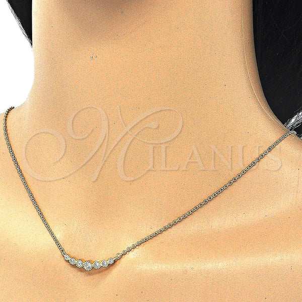 Sterling Silver Necklace — Pendant Necklace with White Cubic Zirconia Polished 04. — main product view — SKU 125778 | Plata 925 collar — Pendant Necklace with blanco Cubic Zirconia pulido 04. — SKU 125778