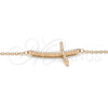 Sterling Silver Pendant Necklace, Cross Design, with White Cubic Zirconia, Polished, Rose Gold Finish, 04.336.0090.1.16 (01 MM Thickness, 16 Inches Length)